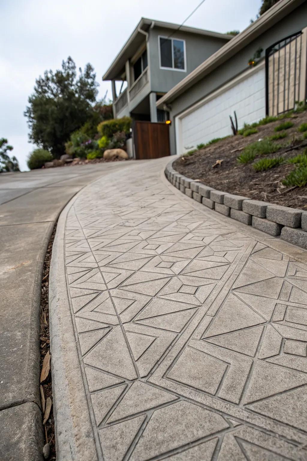 Pattern imprinted concrete offers style and durability.