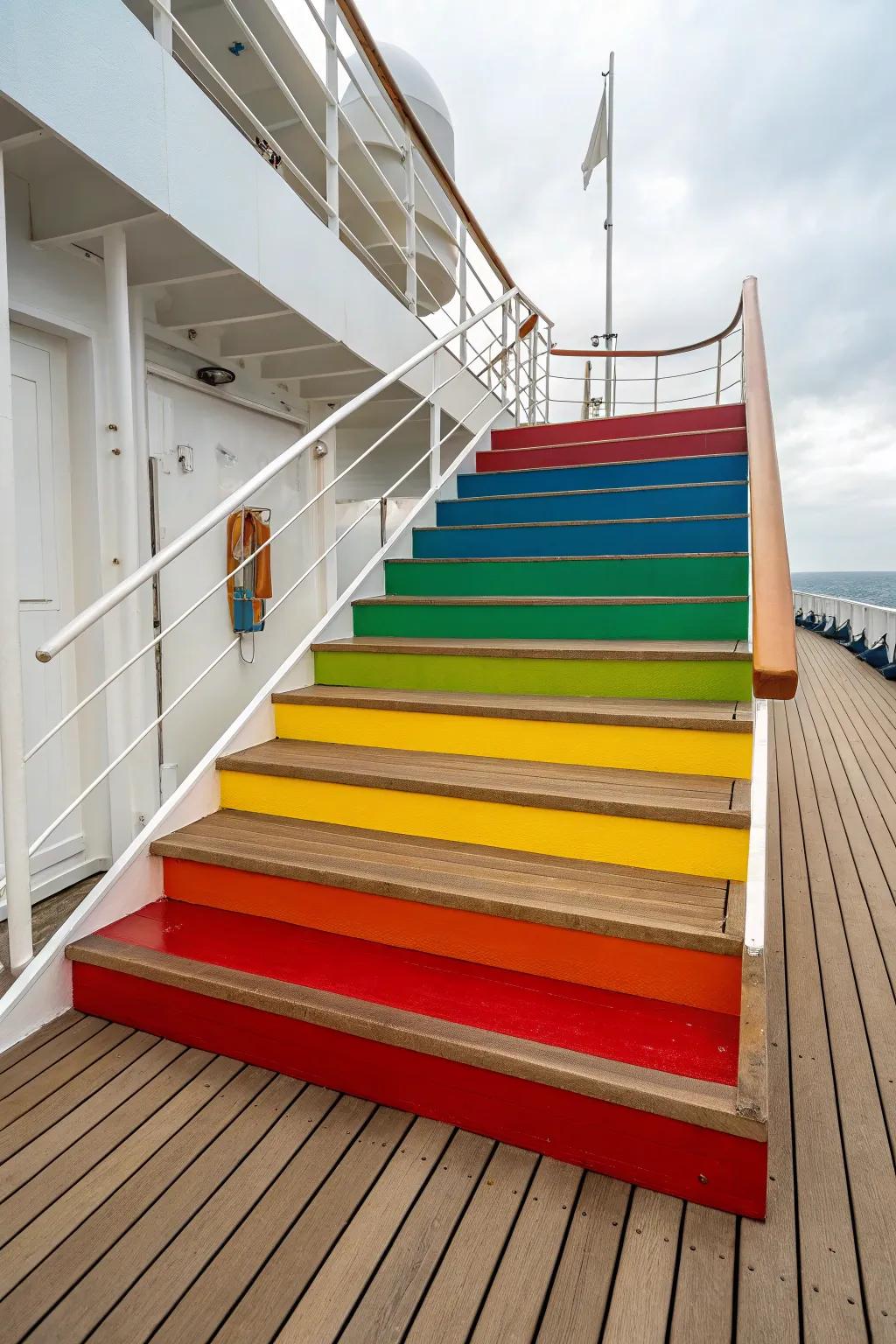 Bold color accents on steps can make a striking statement.