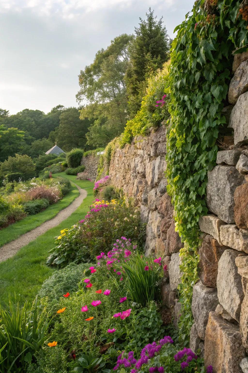 Living walls blend stone with nature for stunning results.