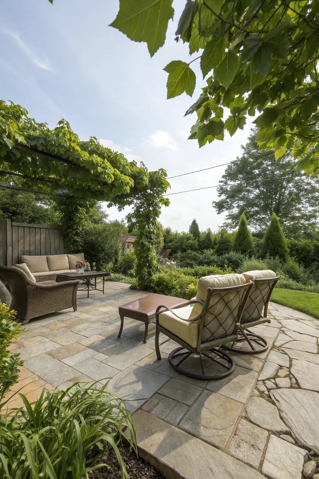 Stone patios create beautiful, functional outdoor living areas.