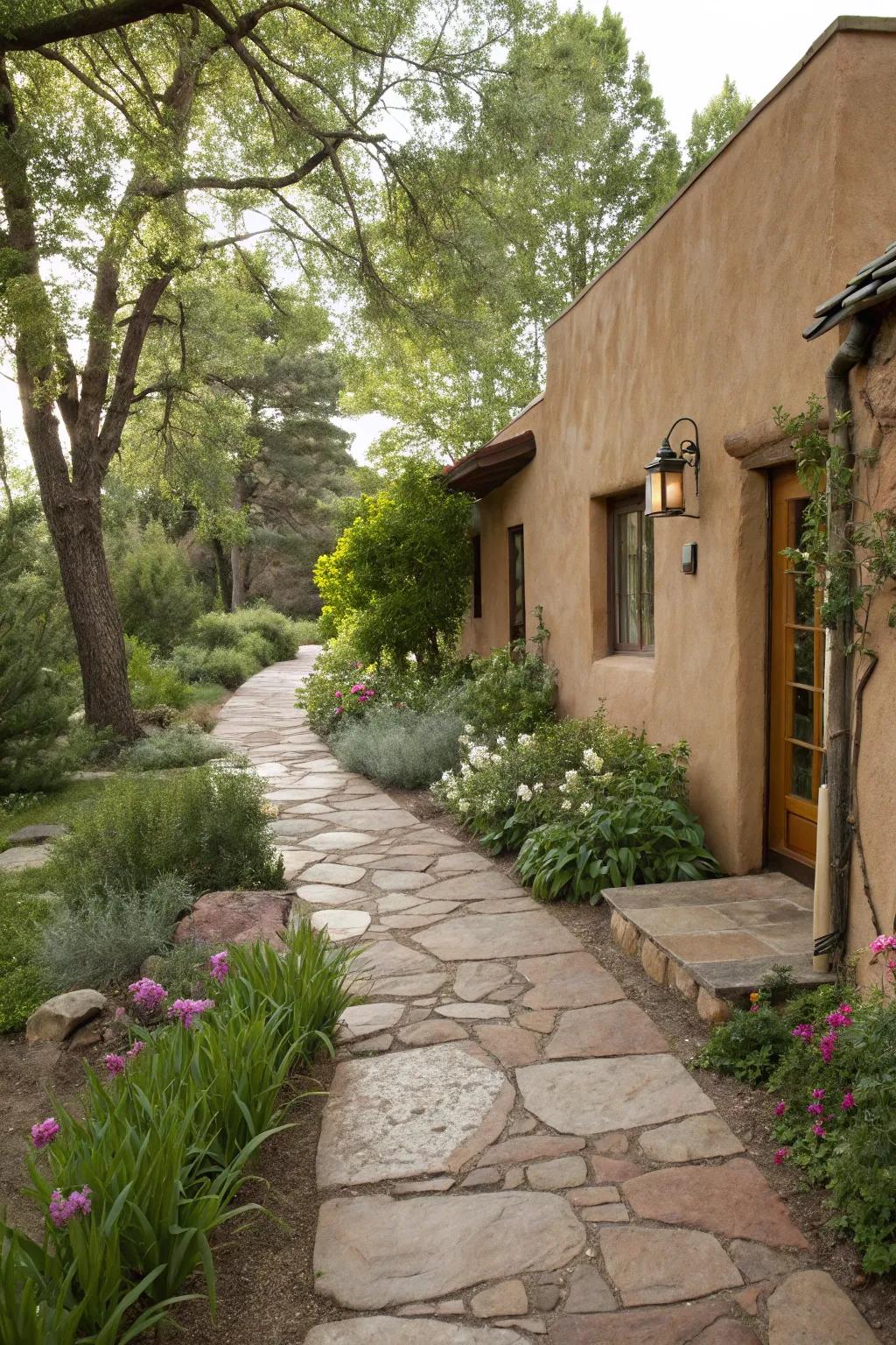 Boost curb appeal with natural stone pathways.