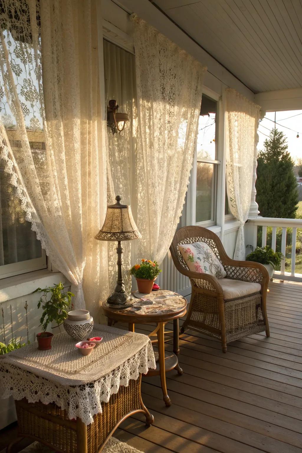 Vintage pieces add timeless charm to the sun porch.
