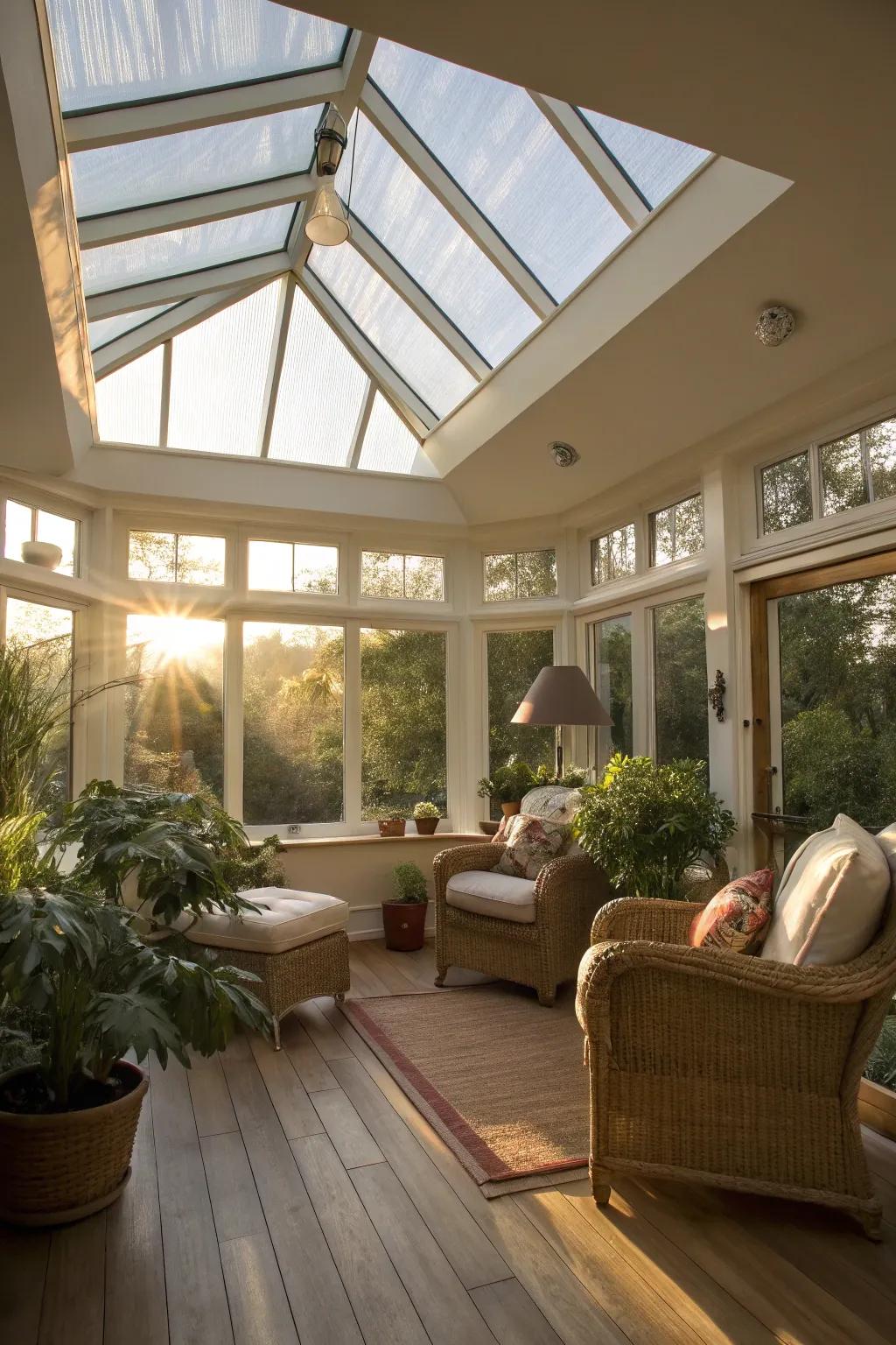 Transform your sunroom with a skylight for natural light.