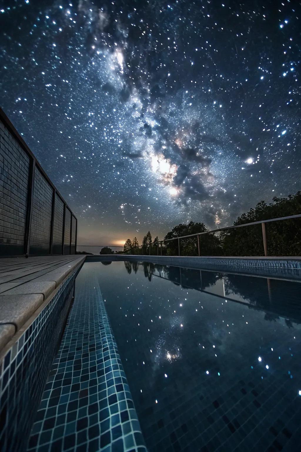 Galaxy graphite pools add celestial elegance and intrigue.