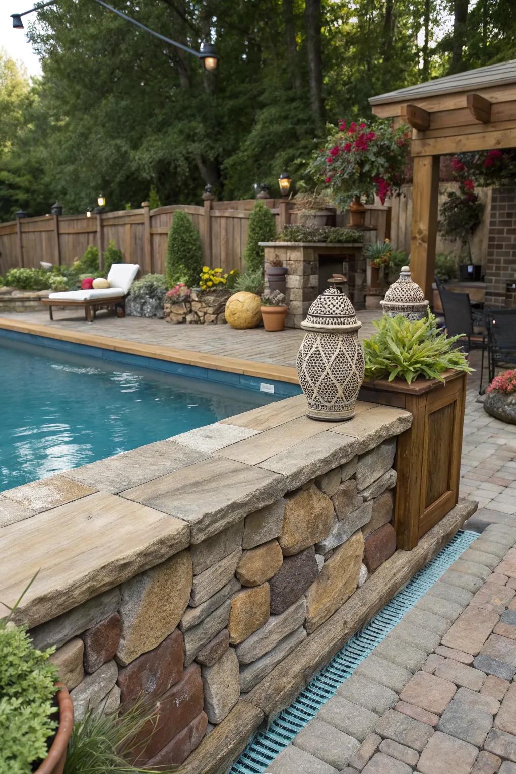 Mixing materials creates a striking contrast.