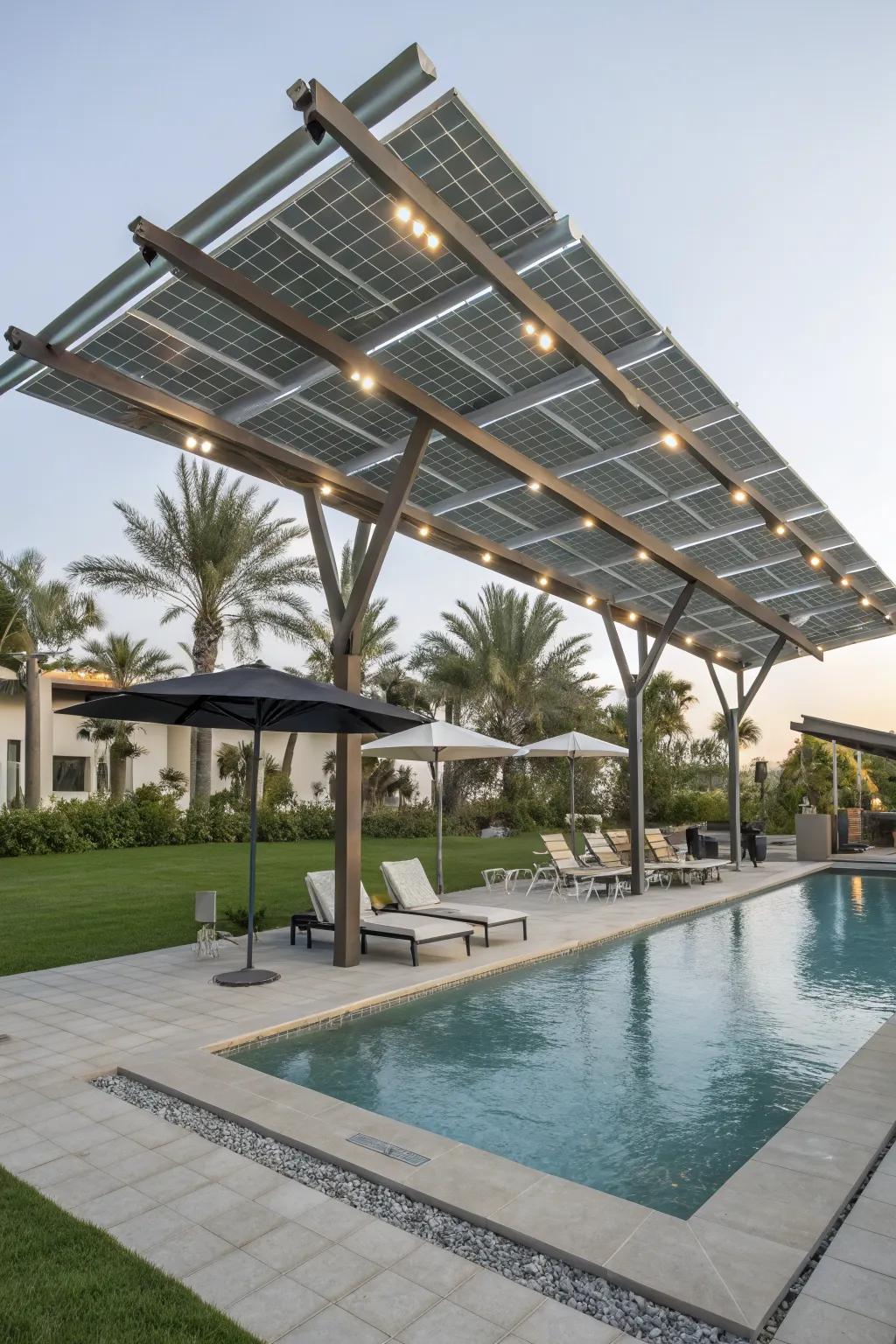 Harness the sun with solar-powered shade structures.
