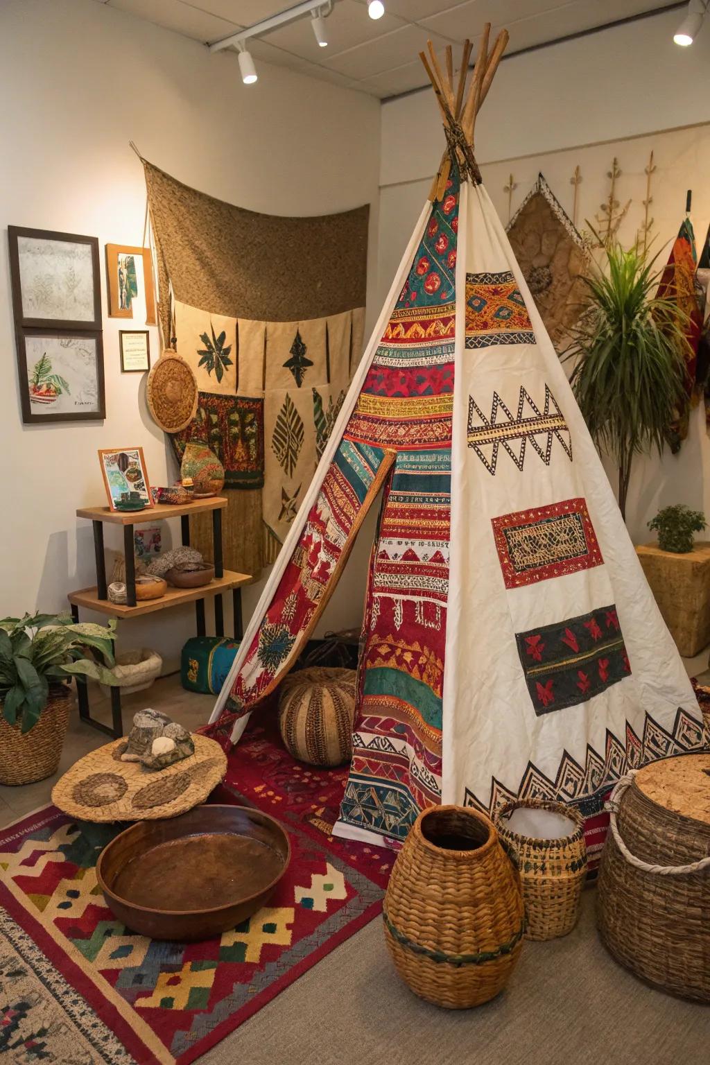 A culturally themed teepee is a celebration of world diversity.