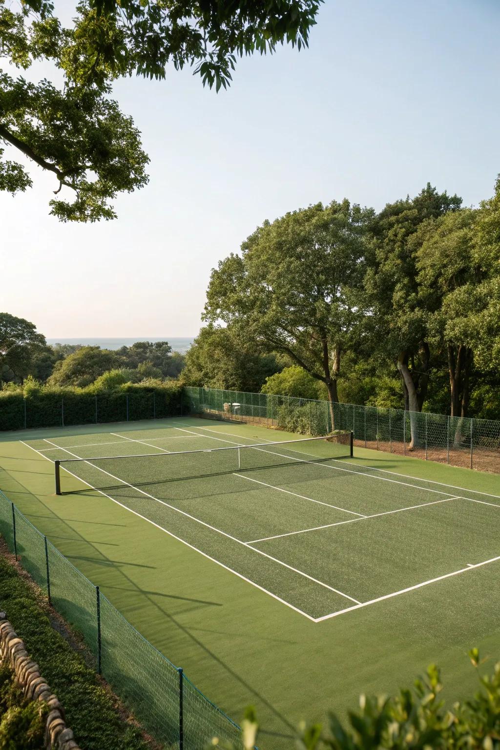 A natural court color creates harmony with the landscape.