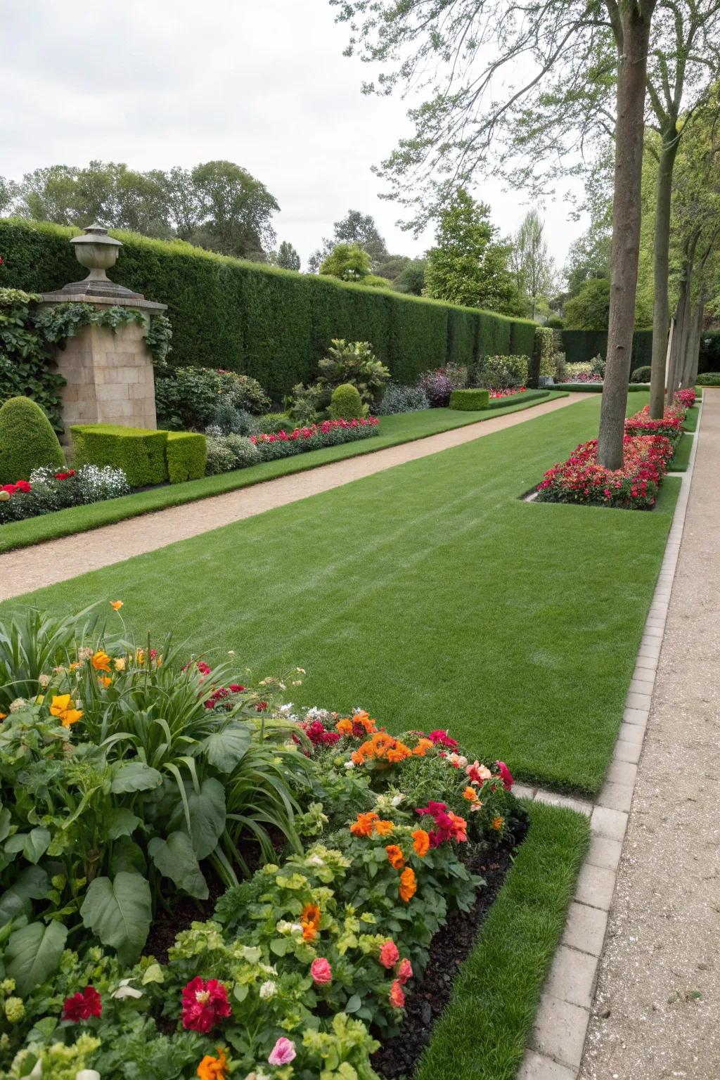 A pristine artificial turf lawn providing a green, low-maintenance landscape.