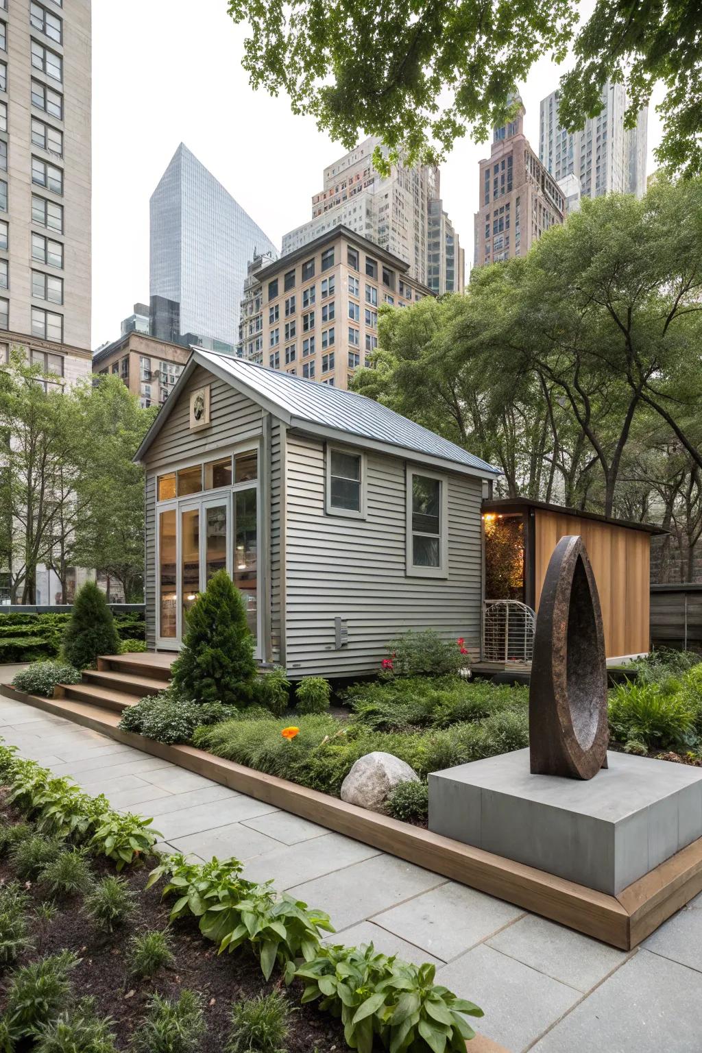 Corrugated metal siding offers an industrial edge to tiny homes.
