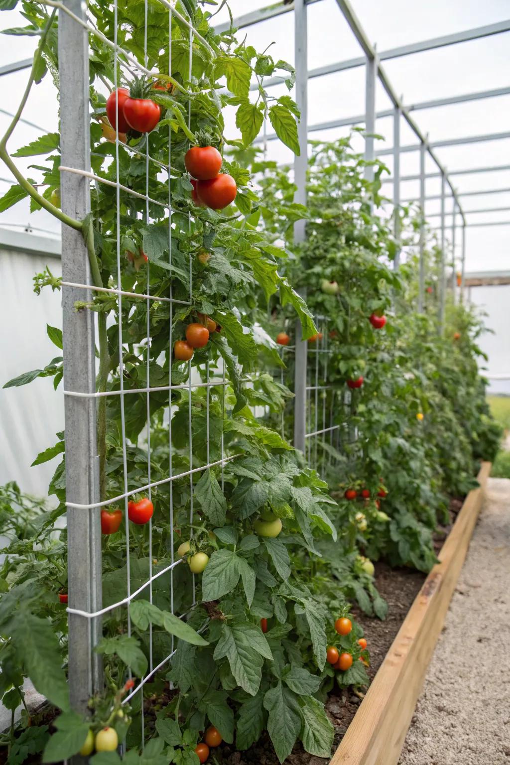 Durable cattle panel trellis for robust plants.