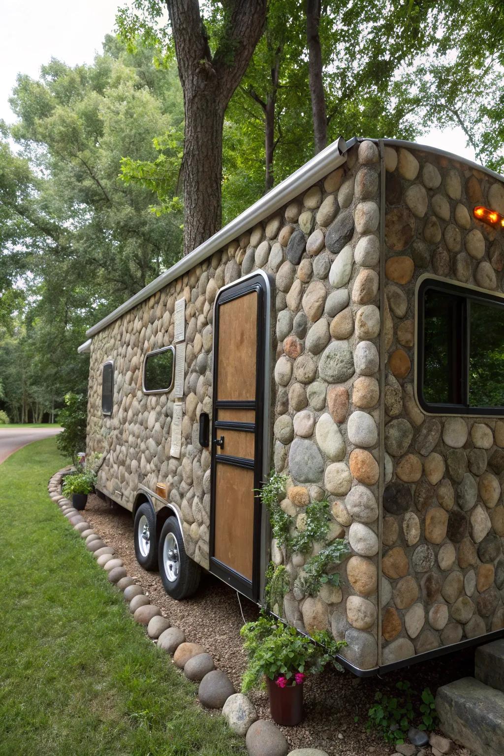 Nature-inspired river rock siding