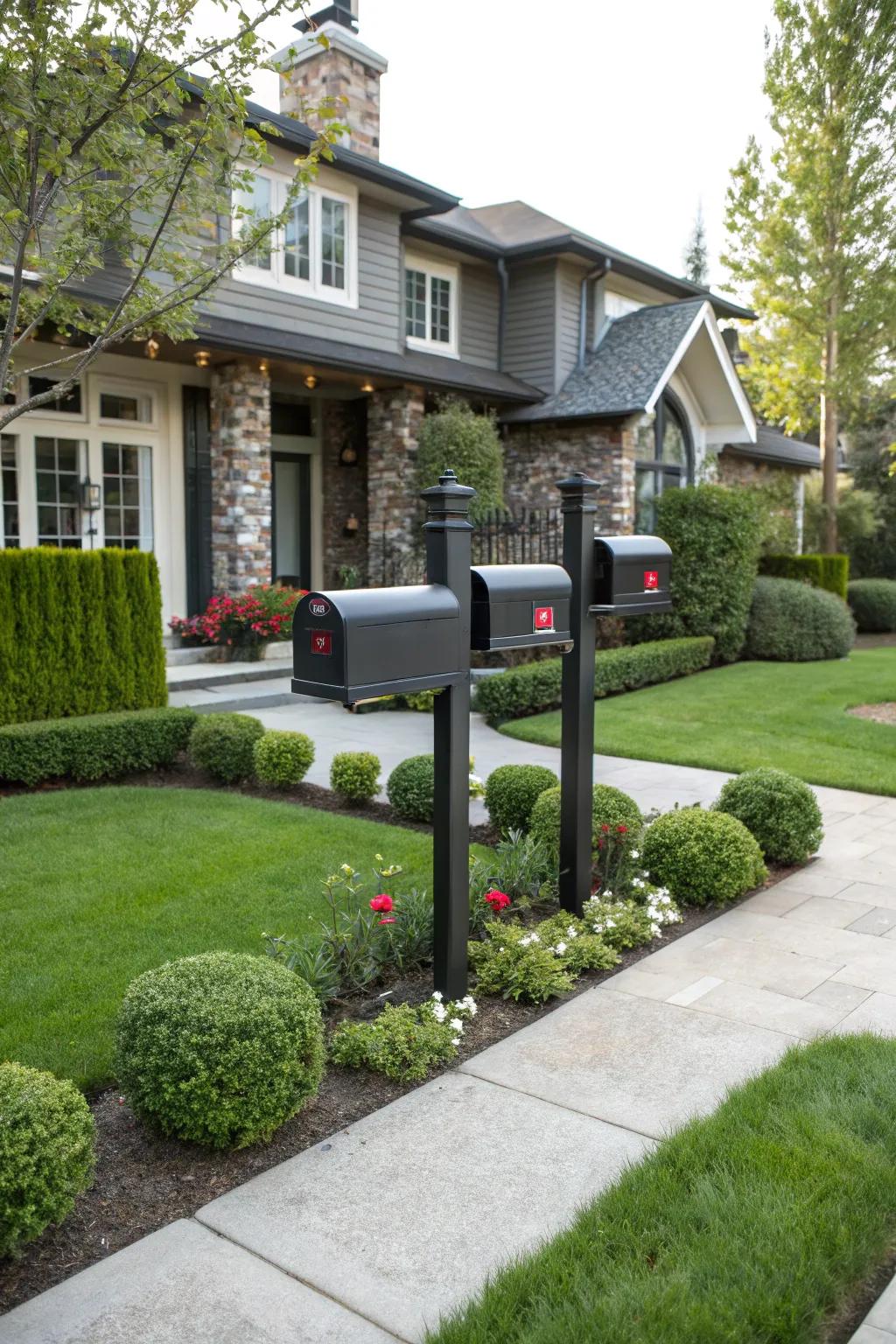 Achieve a modern look with a floating mailbox design.