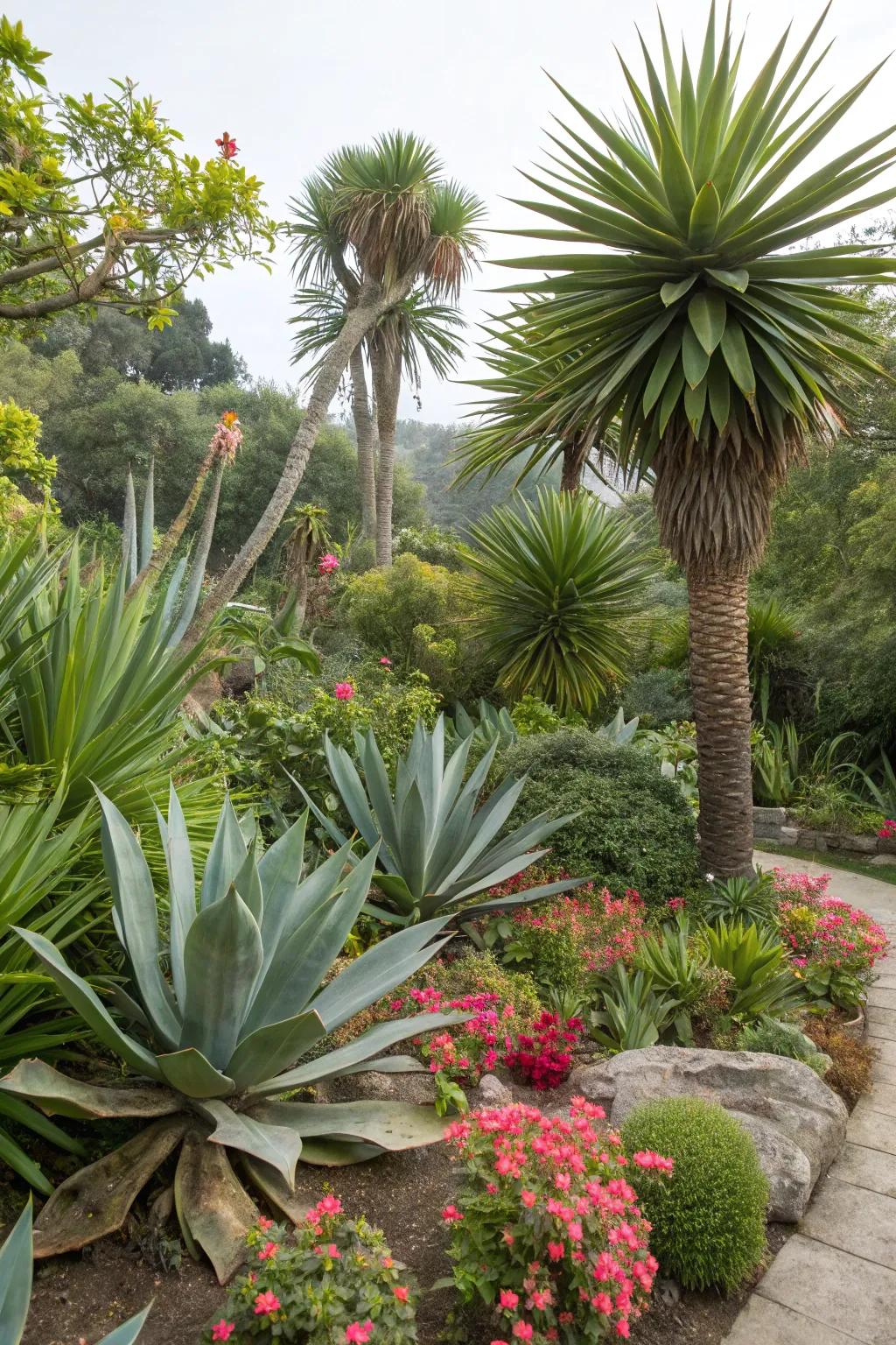 Sculptural plants like agave add a dramatic touch to your garden.