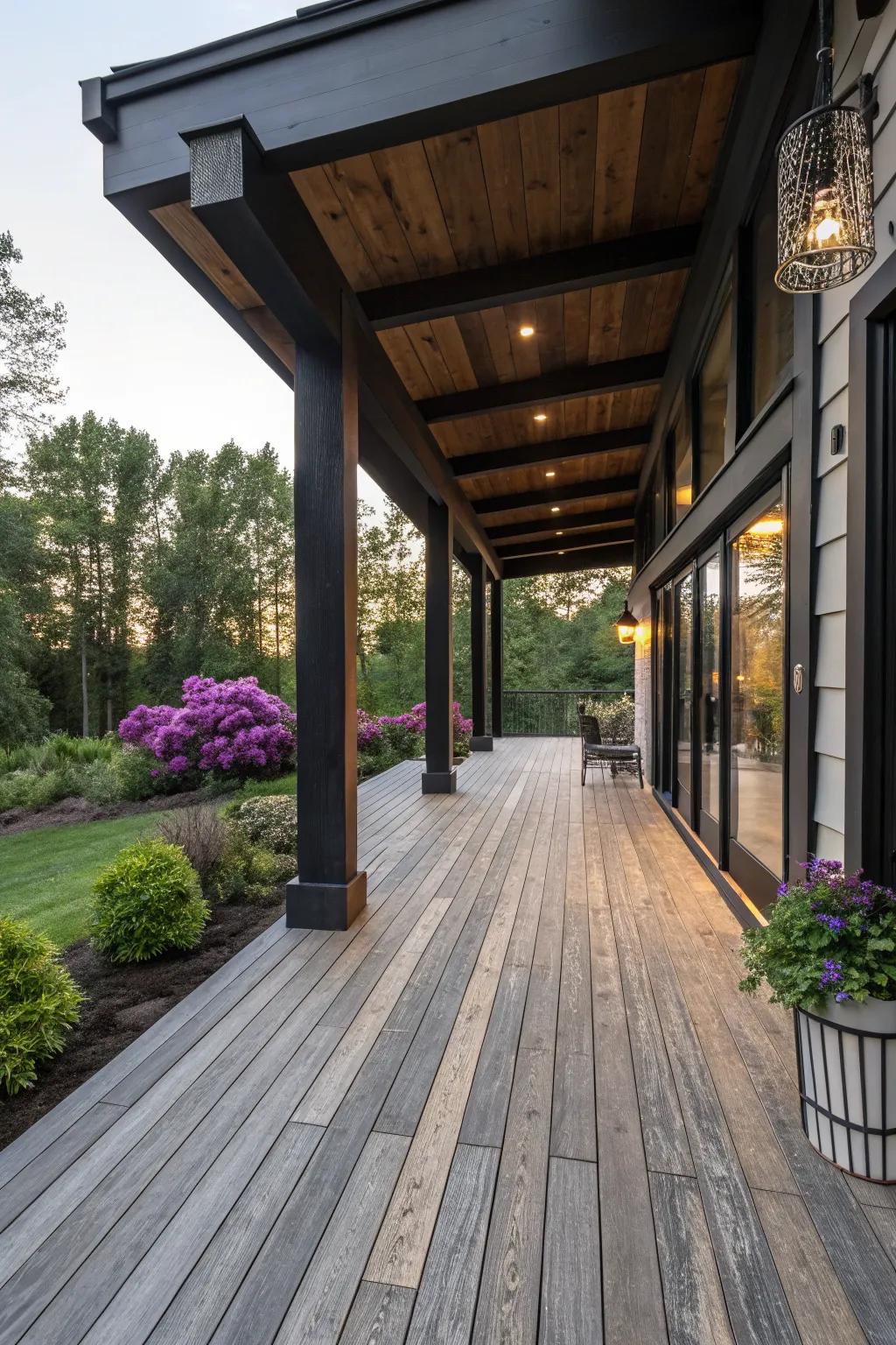 A unique blend of rustic and modern styles on this deck.
