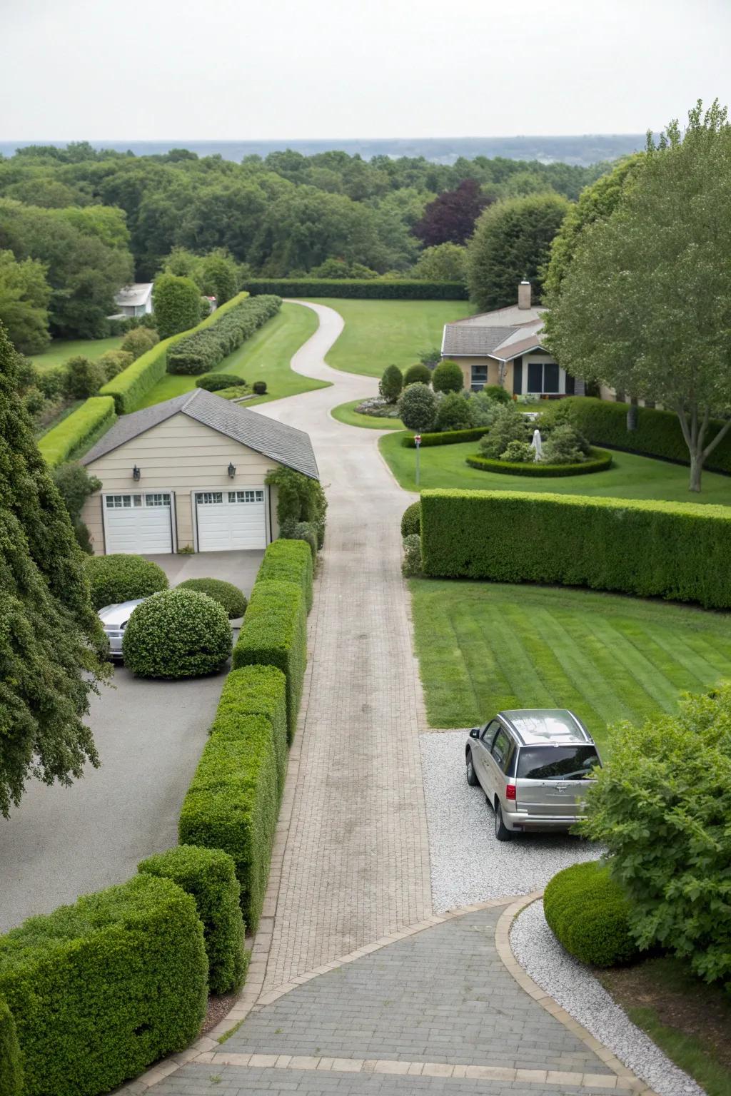 Y-shaped driveways provide versatile access and aesthetic appeal.