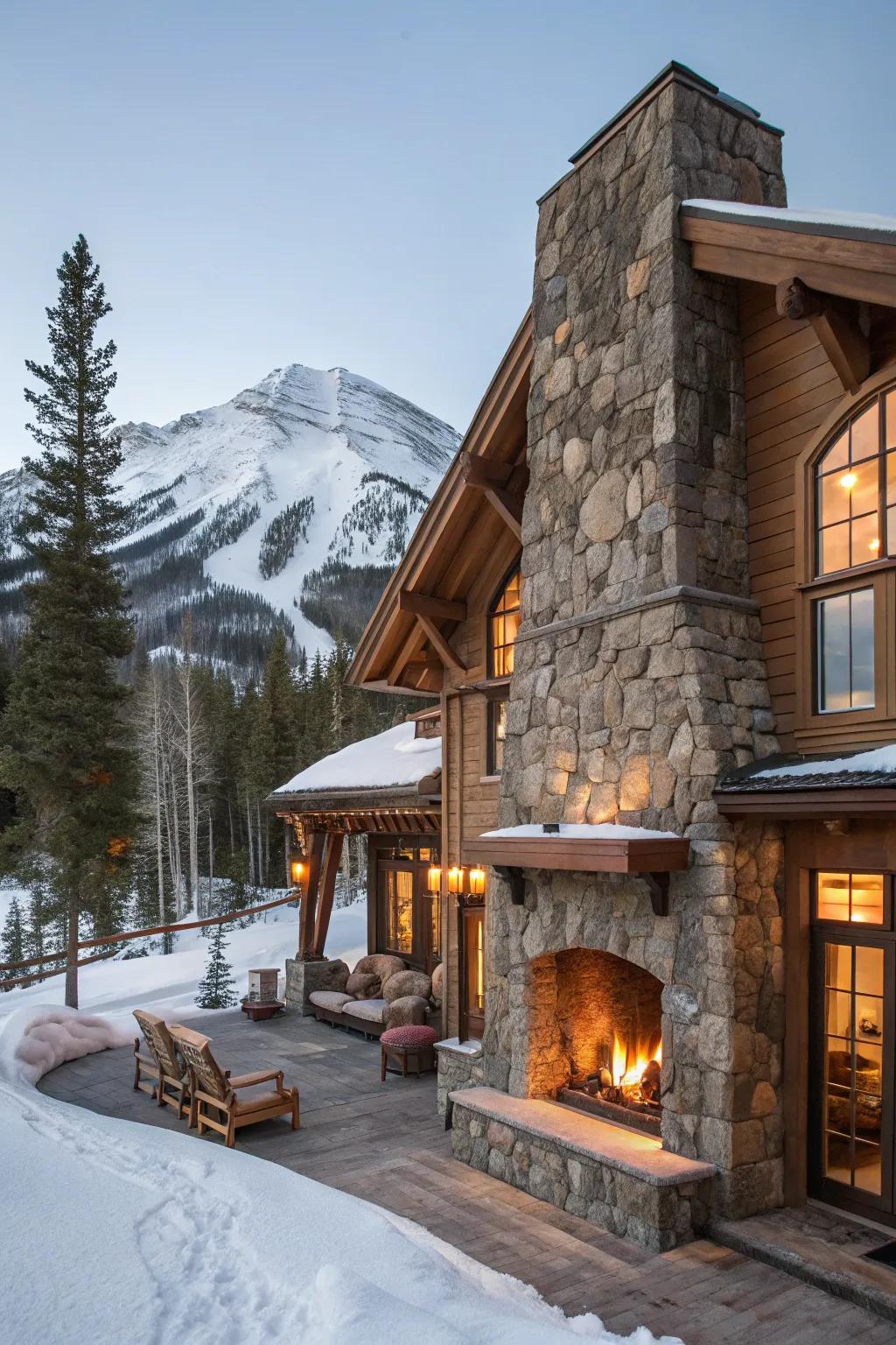 Mountain lodge cabins combine comfort with majestic mountain views.