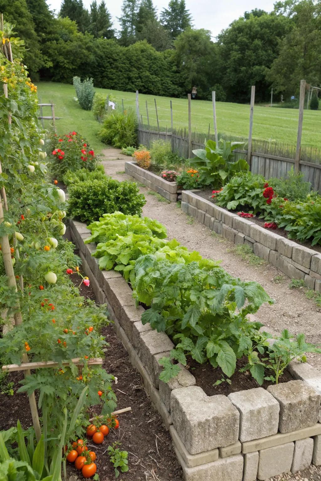 Productive beauty with vegetable garden retaining walls