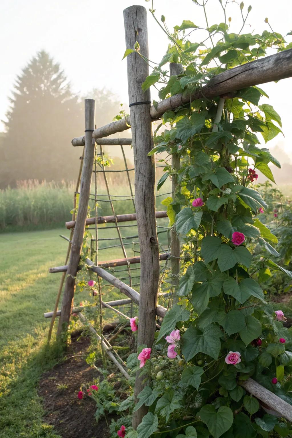 Build a trellis to support your climbing plants.