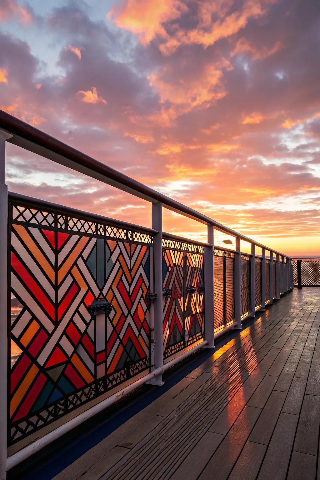 Geometric patterns adding a modern twist to railings.