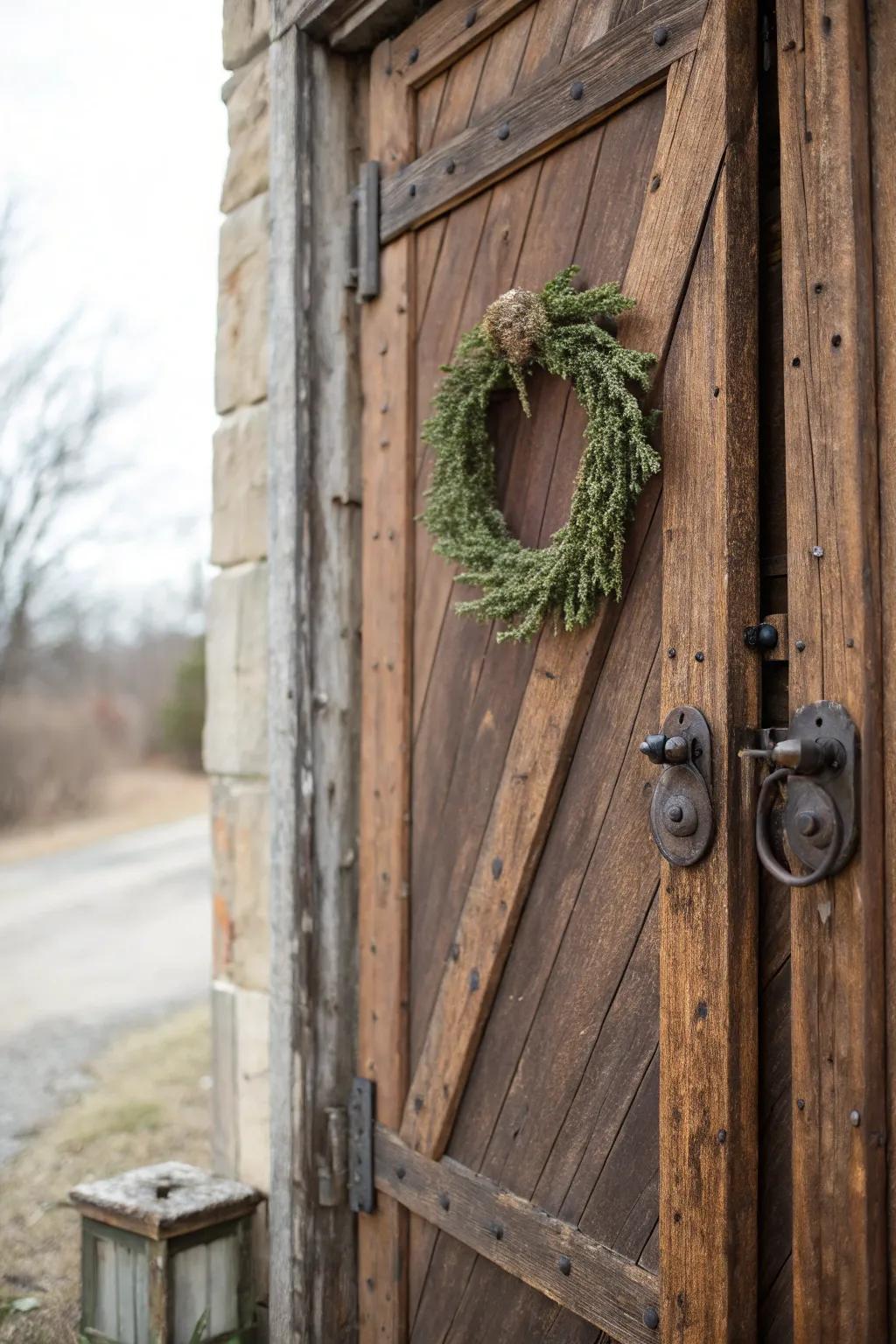 Vintage door elements add unique charm to your entryway.