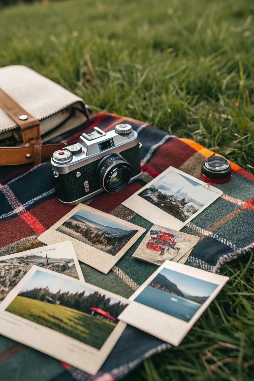 Capture your picnic memories with the timeless charm of a vintage camera.