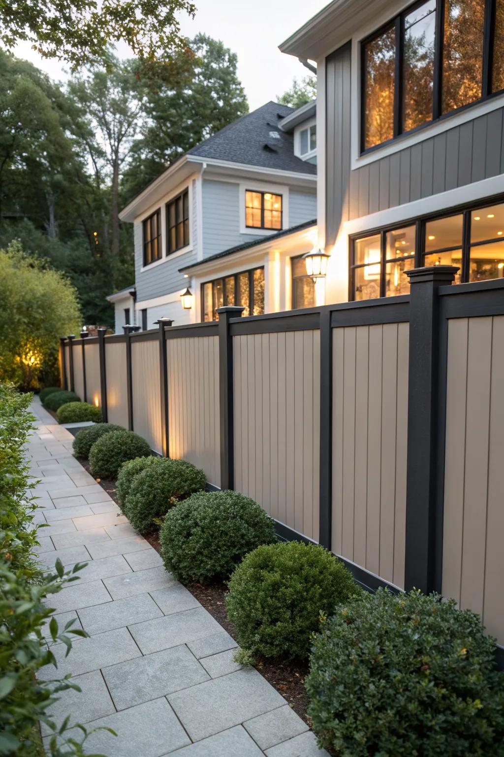 A two-tone design adds visual interest and complements this modern home.