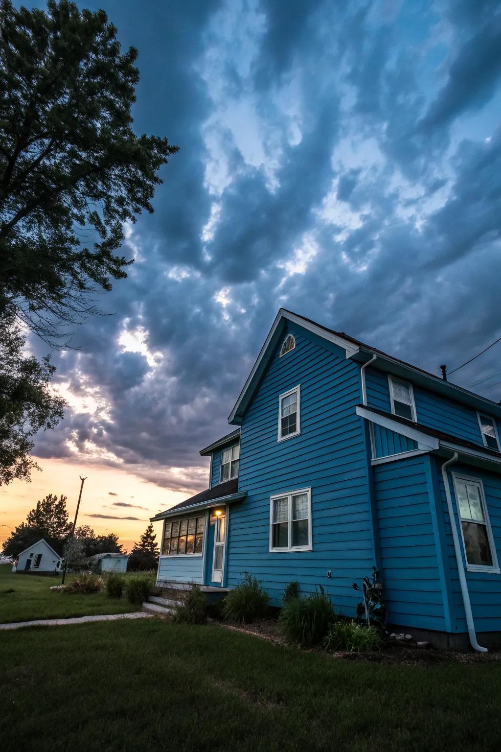 Evening Blue: A bold and striking choice for a stunning home exterior.