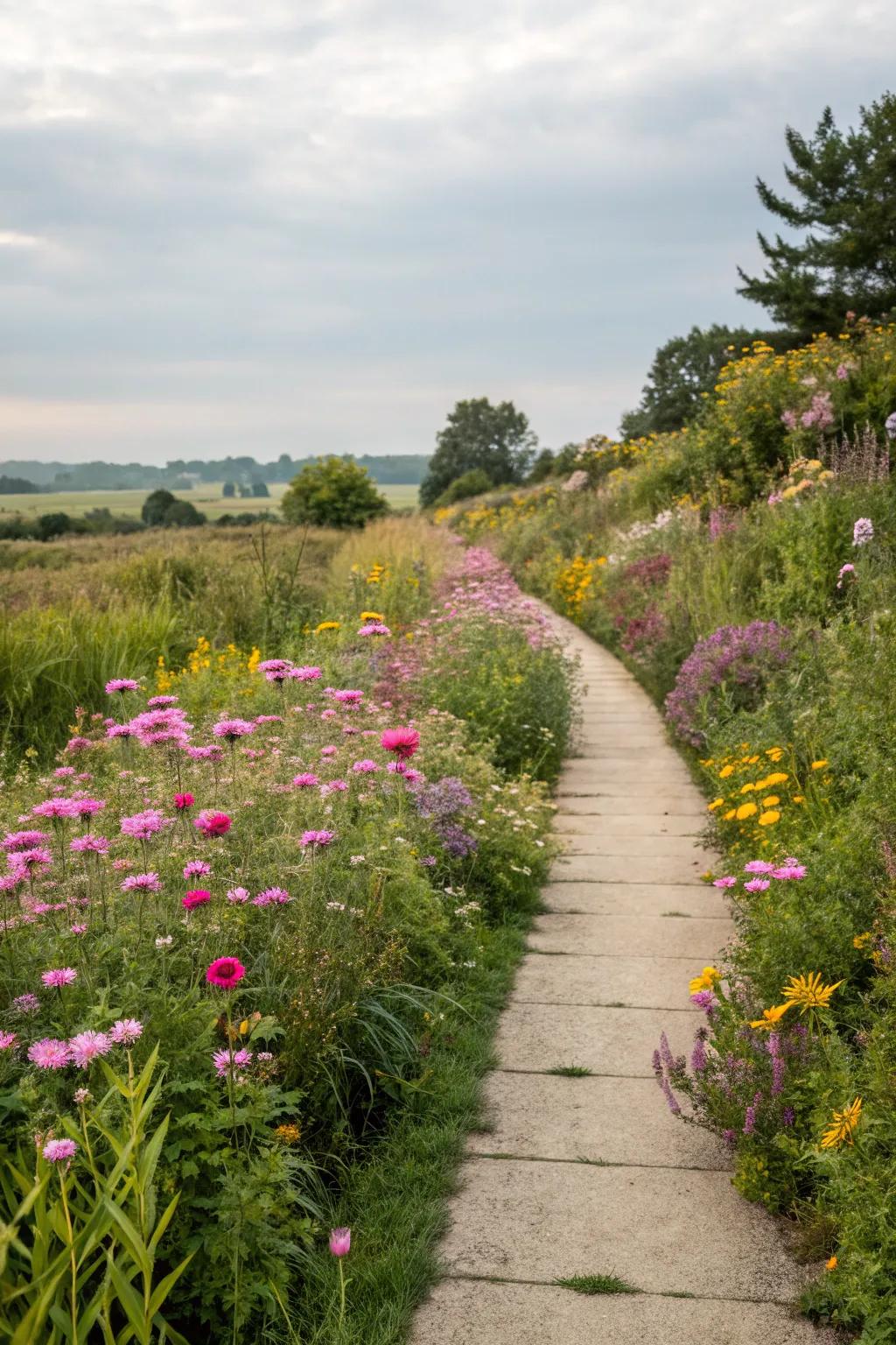 Wildflower-lined garden path
