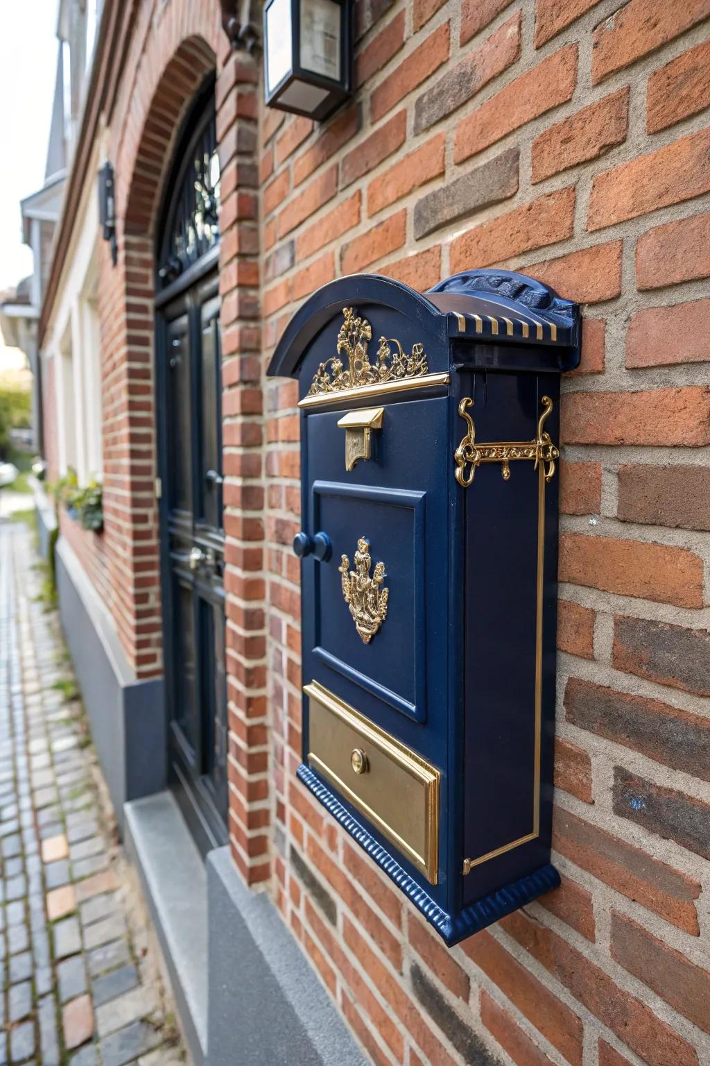 A traditional mailbox with a modern color twist.