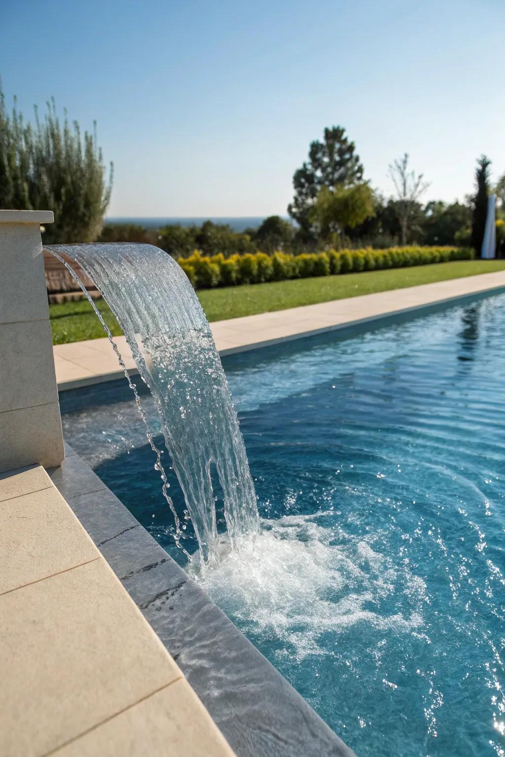 Reverse infinity edges create a dramatic and unique pool feature.