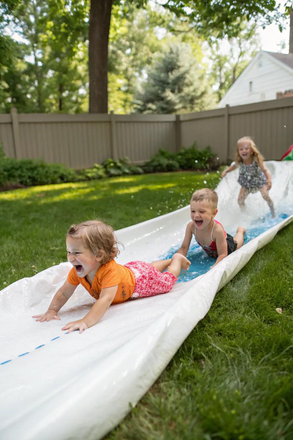 A DIY slip 'n slide guarantees laughter and joy.