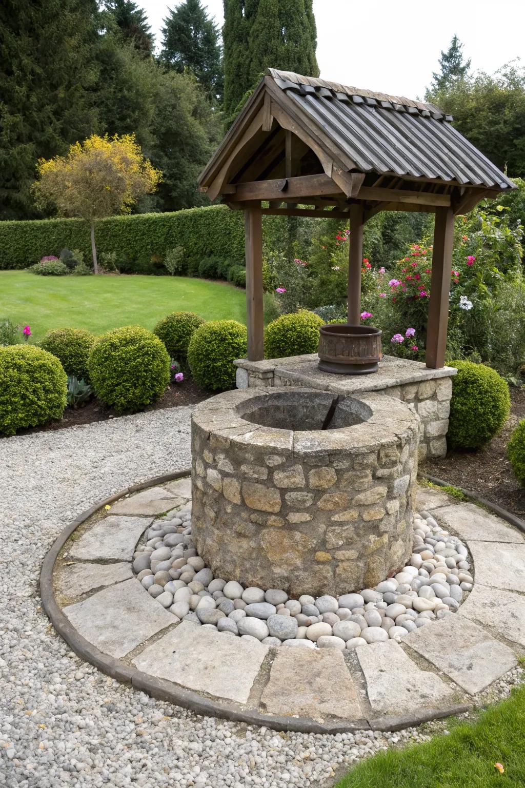 A stone circle cover offers minimalist elegance.