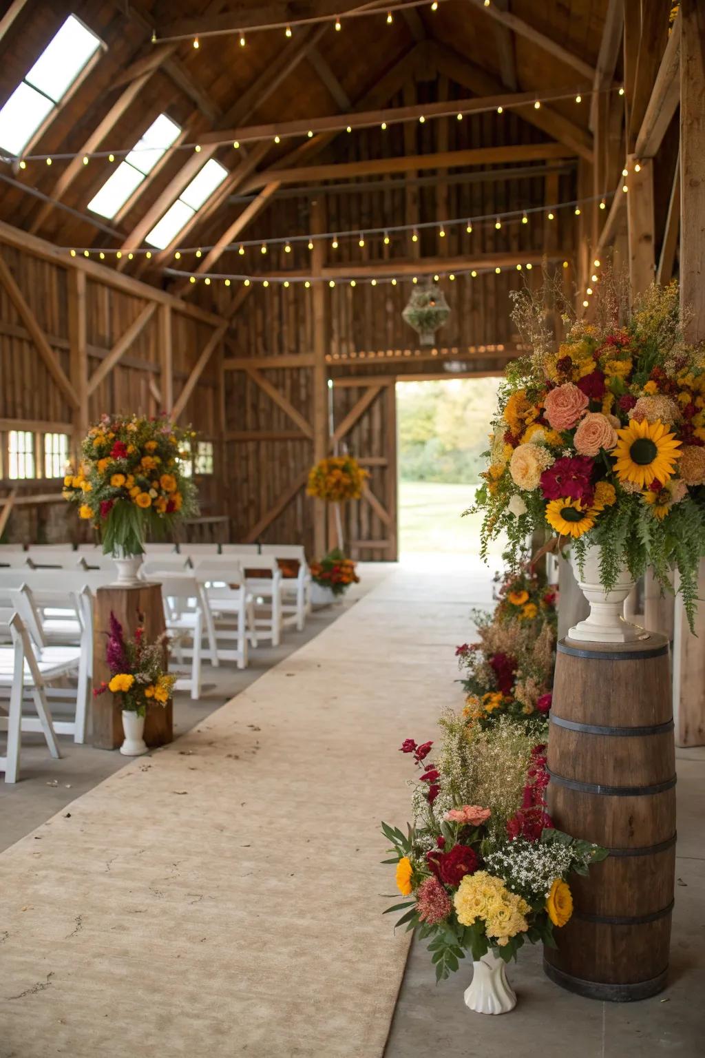 Seasonal flower arrangements for a fresh touch.