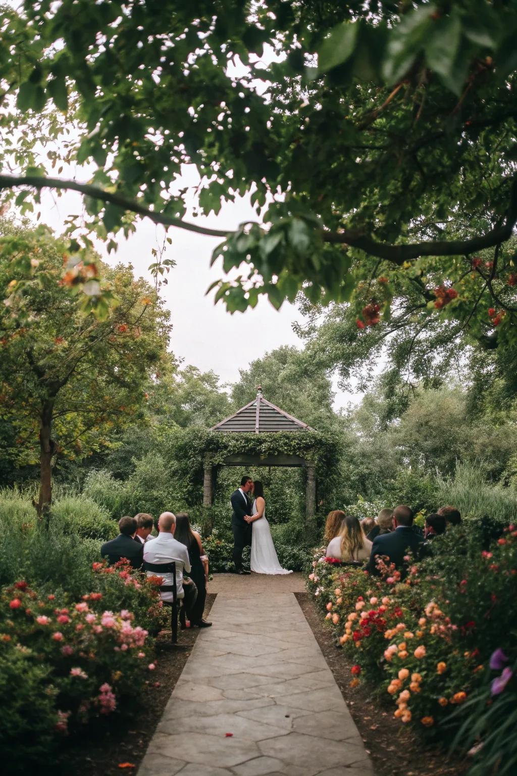 A secret garden wedding with a hidden, intimate setting