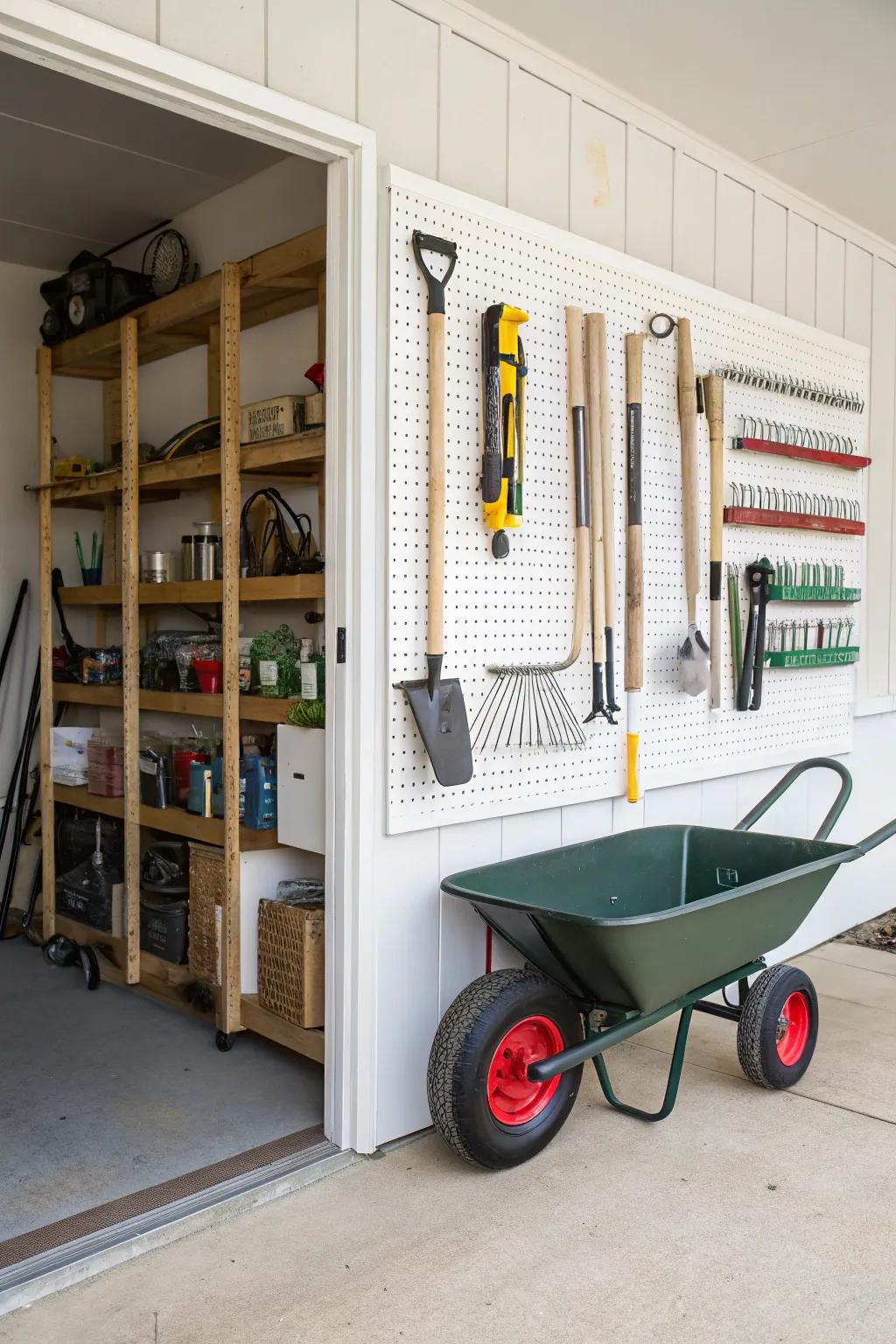 Vertical storage systems are perfect for organizing garage spaces.