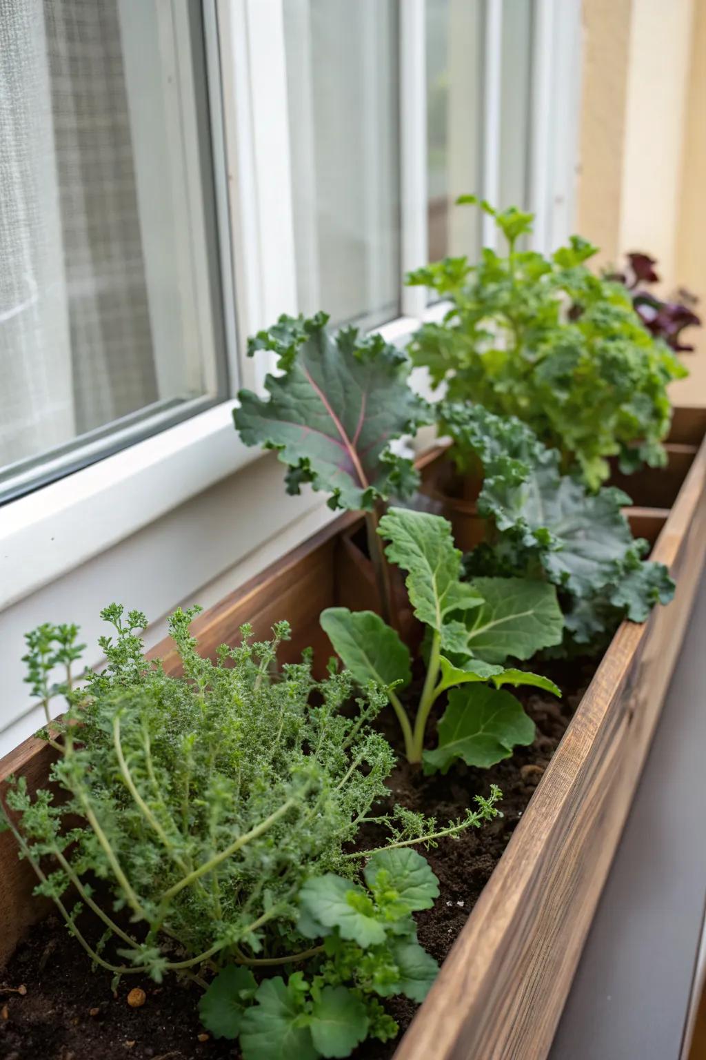 Edible plants bring practical beauty to winter flower boxes.