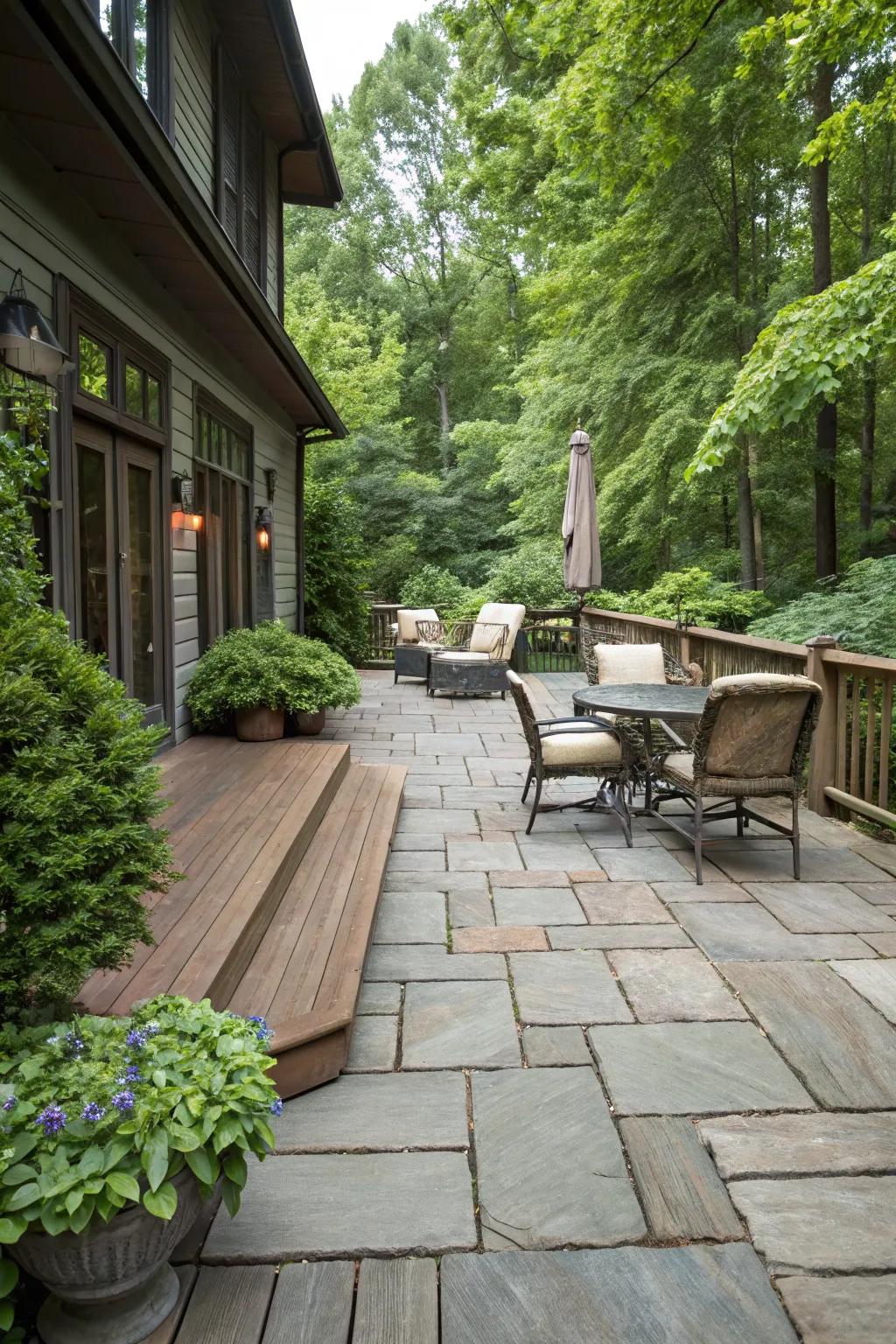 Stone pavers add timeless elegance to your deck.