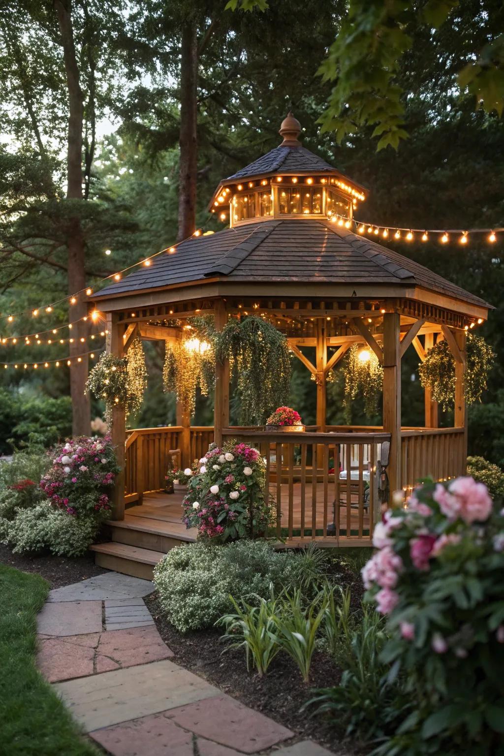 An enchanting fairy tale gazebo setting, perfect for dreamers.