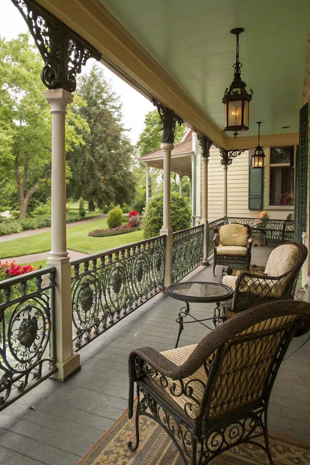 Nostalgic charm with vintage wrought iron.