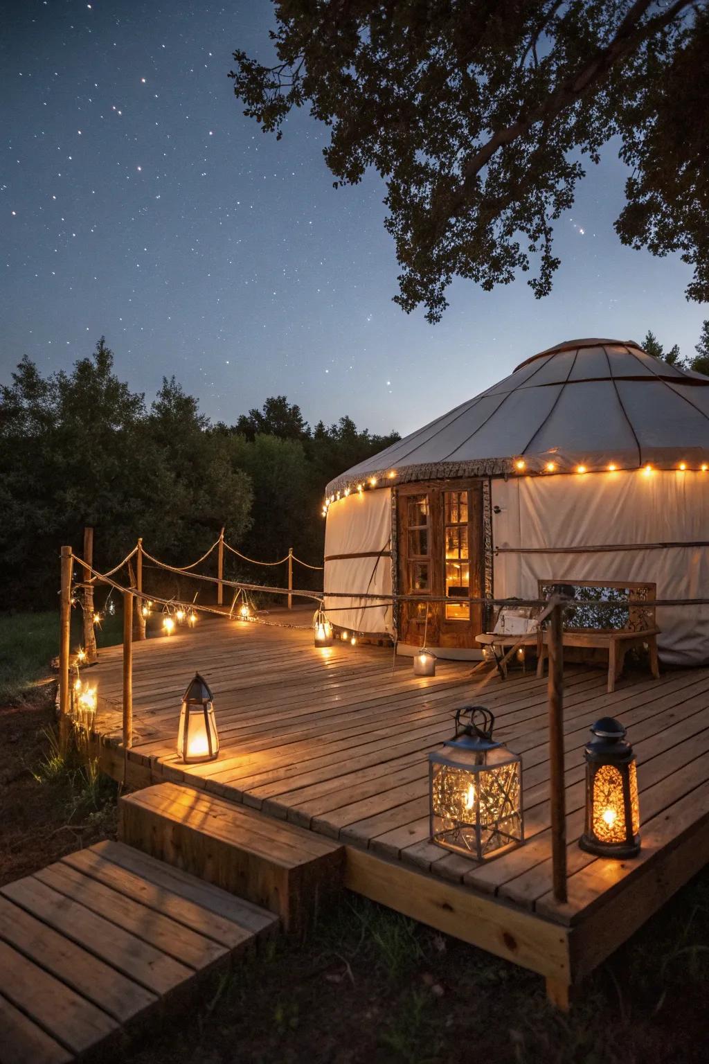 Creative lighting enhances the ambiance of your deck.