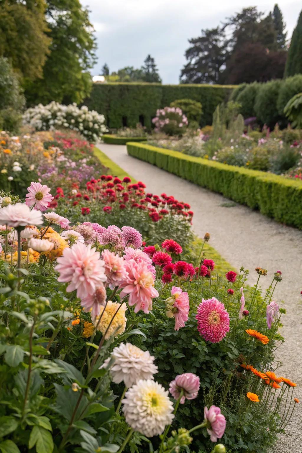 A vibrant zone 9b garden with continuous seasonal blooms.