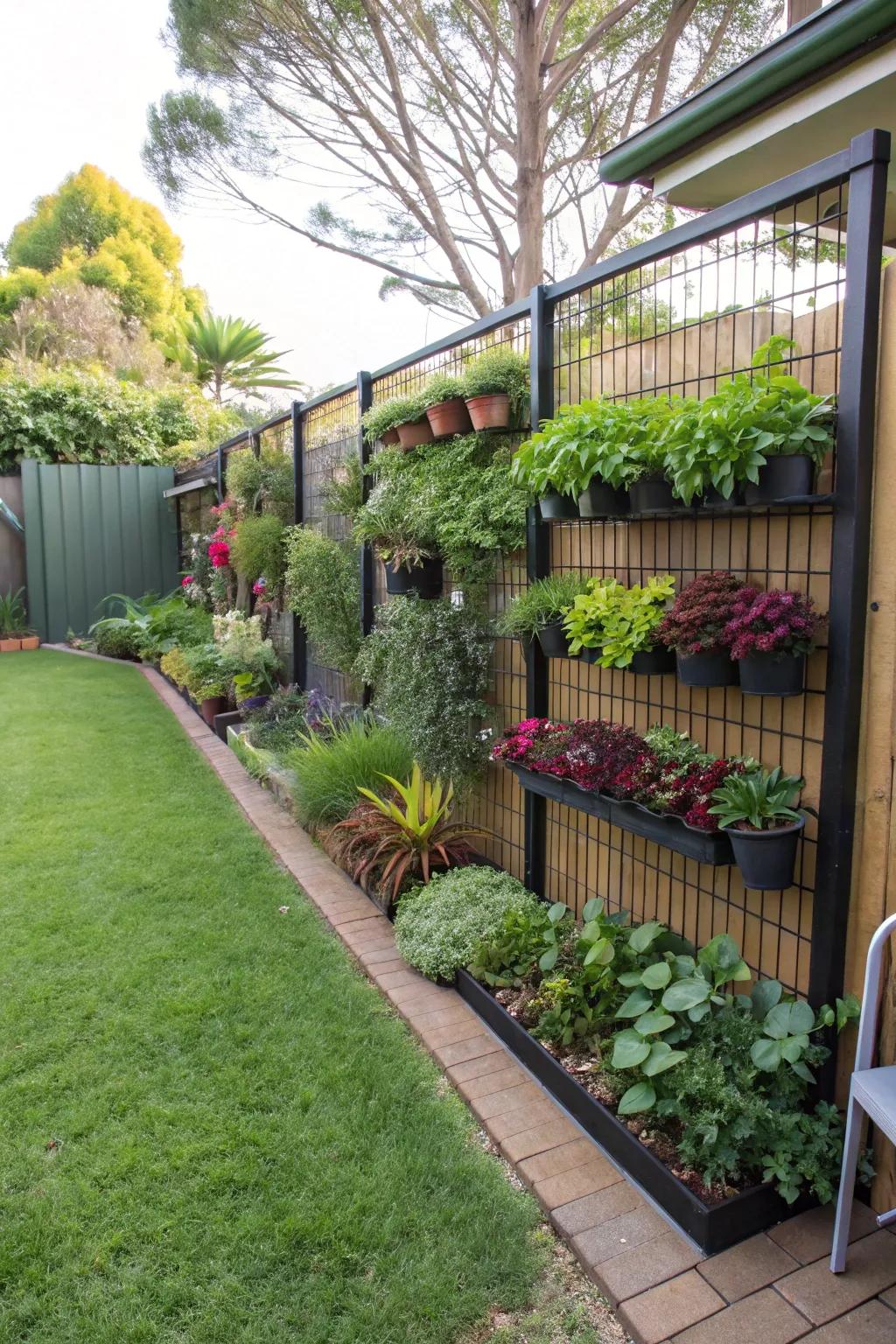 Living vertical garden fence for a green touch.