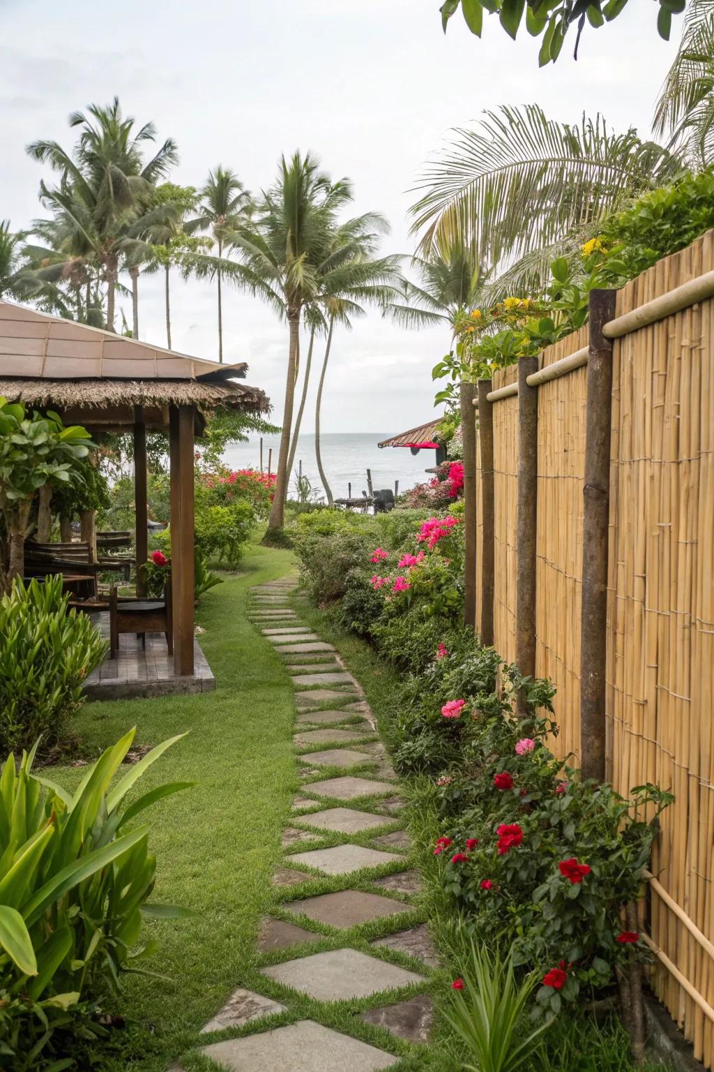 Opt for eco-friendly bamboo fence panels for a natural touch.