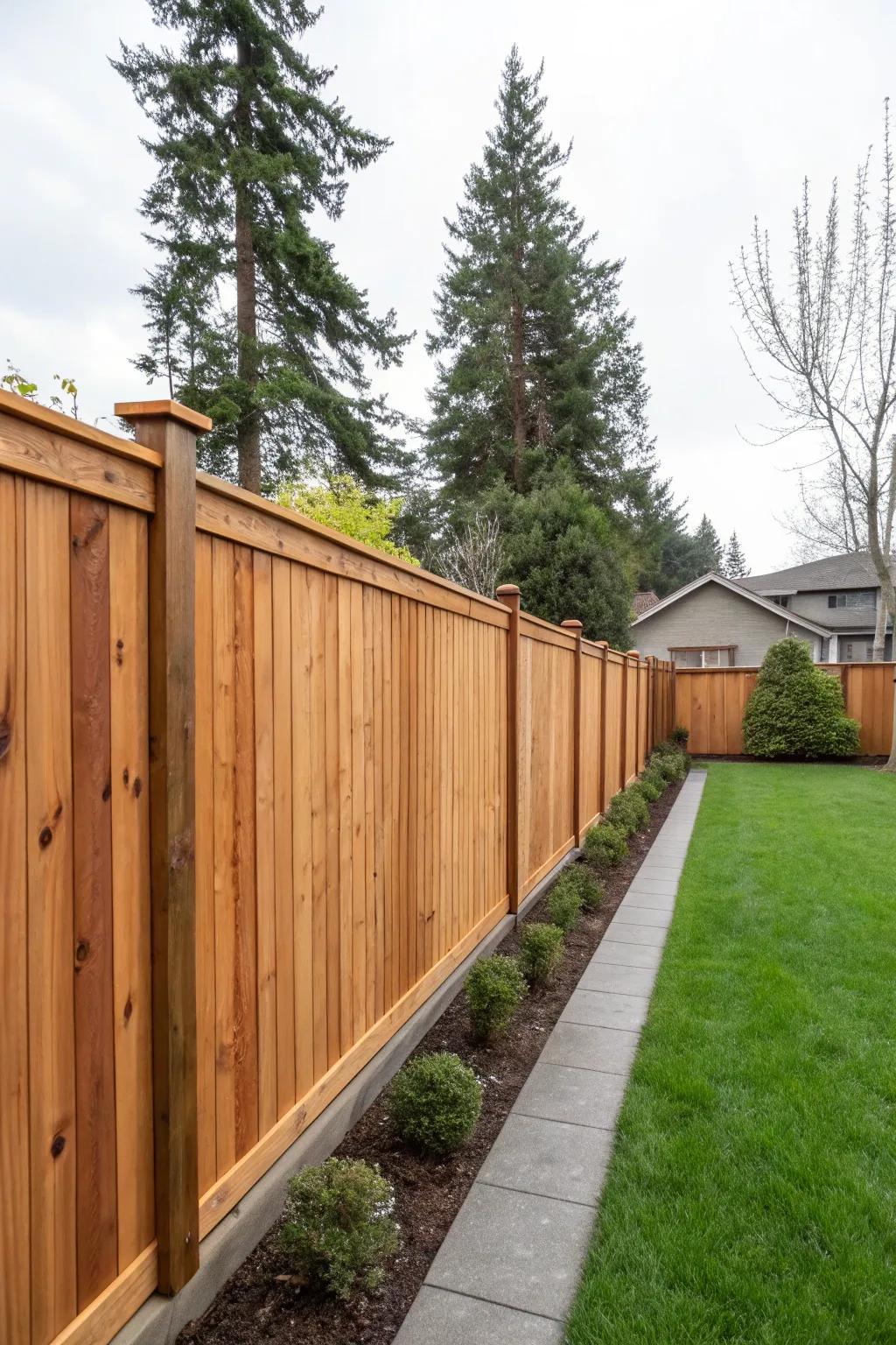 Cedar wall panels offer enduring privacy and elegance.