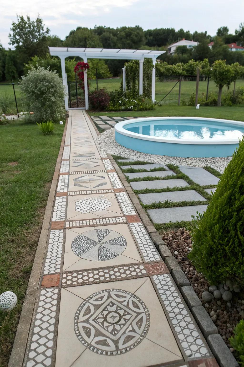 Patterns and designs add a personal touch to walkways.