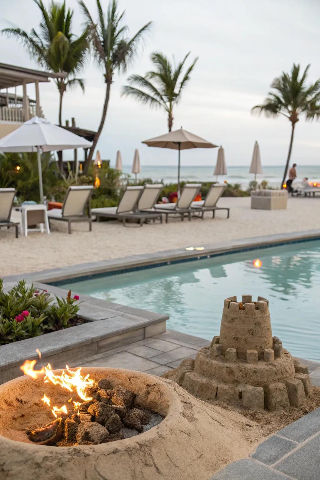 Bring the beach to your pool with a bonfire-themed party.