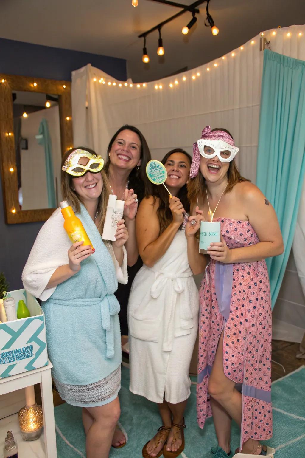Capture fun memories with a spa-themed photo booth and props.