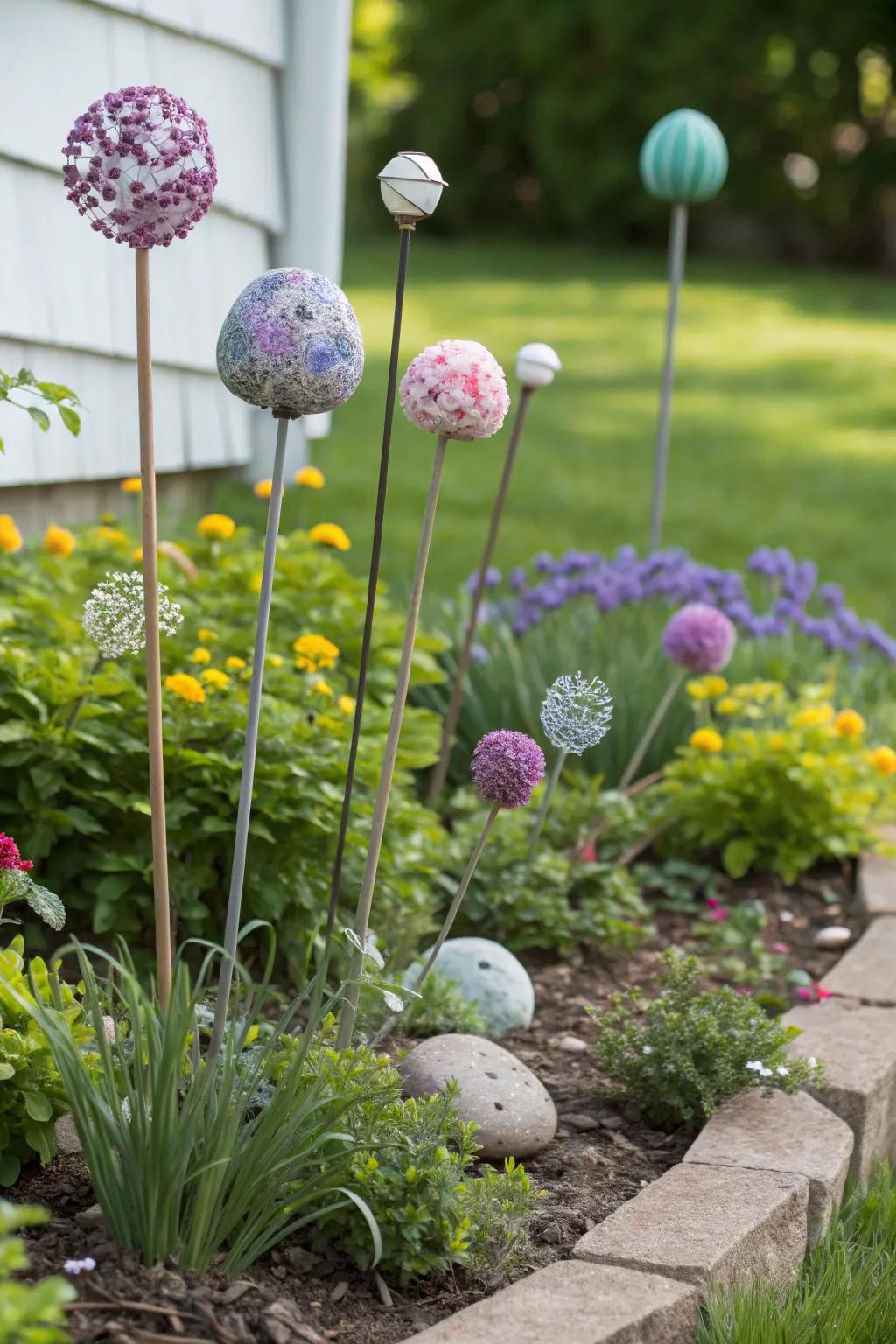 DIY garden markers inspired by alliums.