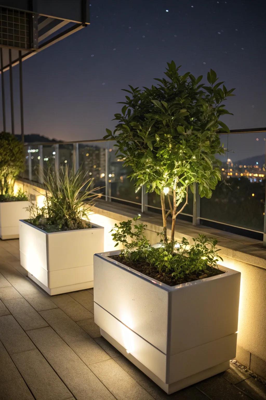 Enchant your evenings with planter boxes that light up your balcony.